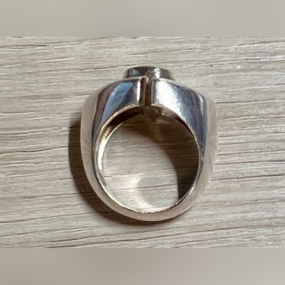 Vintage Designer Signed Sterling Silver & 18K Gold Modernist Dome Ring, Size 6 - Picture 6 of 12